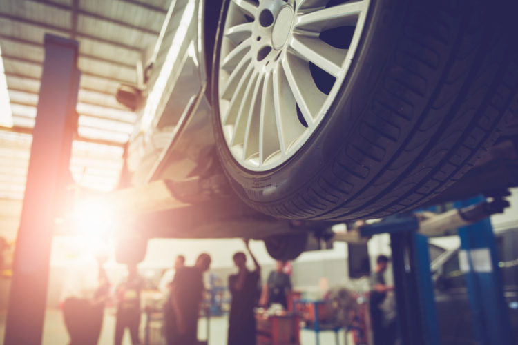 Mechanic repairing a car